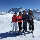 Trad foto - Cath, Alison, Felicity & Val with the 'Dents du Midi' behind